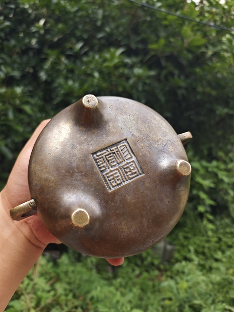 古玩銅器銅爐板耳押經爐真品鑒賞圖