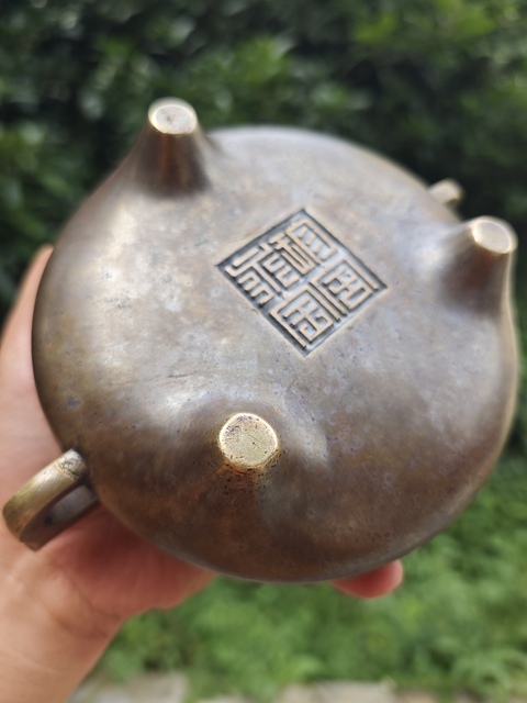 古玩銅器銅爐板耳押經爐真品鑒賞圖