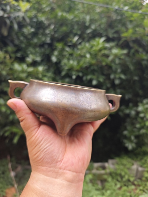 古玩銅器銅爐板耳押經爐真品鑒賞圖
