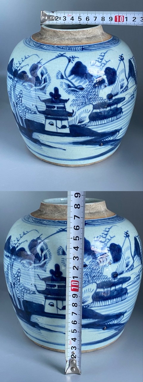 古玩陶瓷青花山水人物紋罐拍賣,當前價格800元