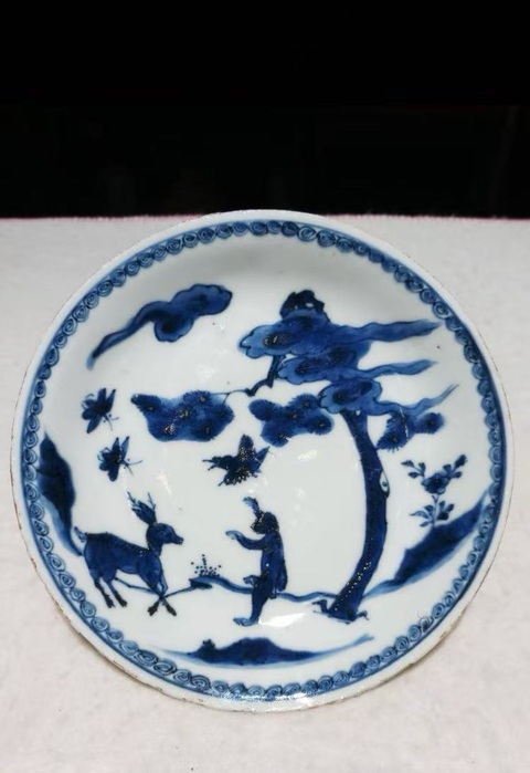 古玩陶瓷青花喜鹿蜂猴紋盤拍賣,當(dāng)前價格2588元