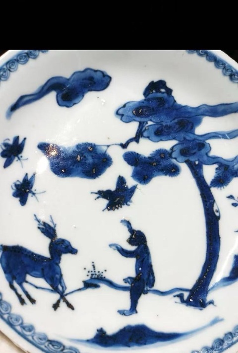 古玩陶瓷青花喜鹿蜂猴紋盤拍賣,當(dāng)前價格2588元