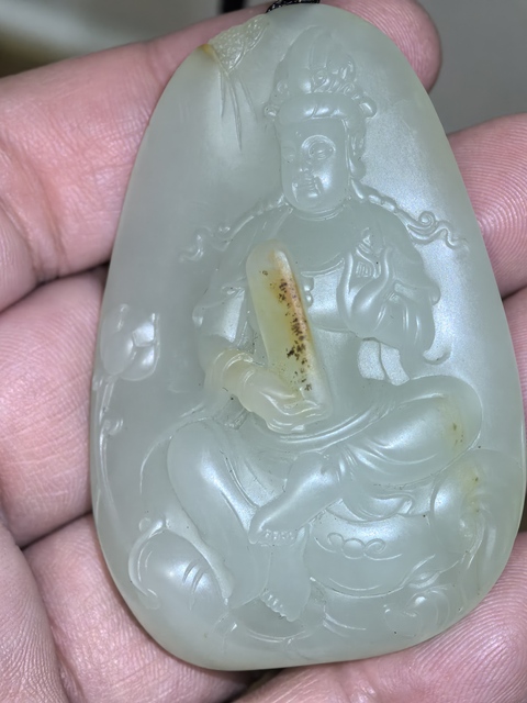 古玩玉器和田玉觀音牌真品鑒賞圖