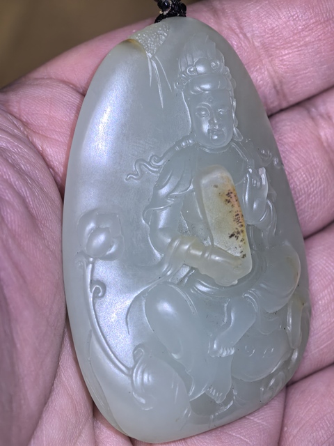 古玩玉器和田玉觀音牌真品鑒賞圖