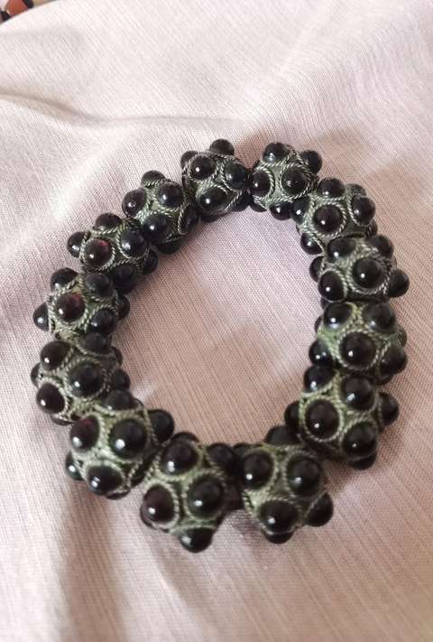 古玩雜項白銅掐絲鑲嵌石榴石蜻蜓眼手串,全網孤品拍賣,當前價格1200元