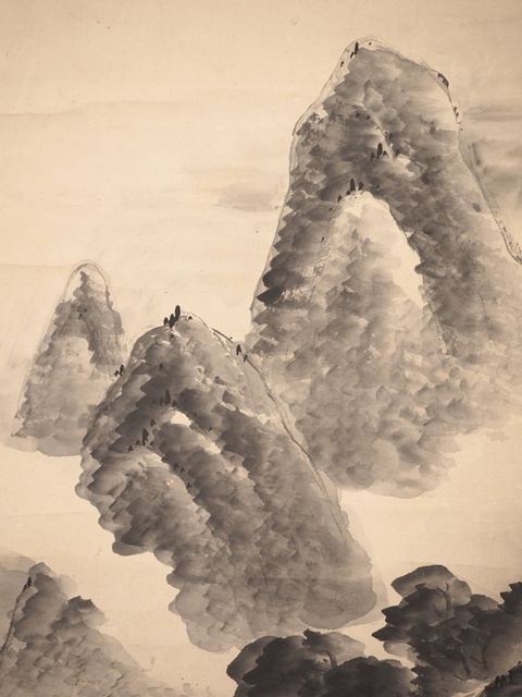 古玩字畫海仙款水墨寫意山水真品鑒賞圖