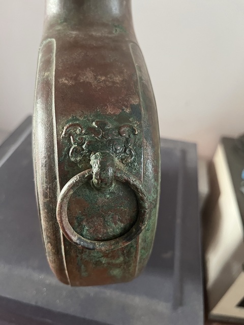 古玩銅器漢代青銅扁壺真品鑒賞圖