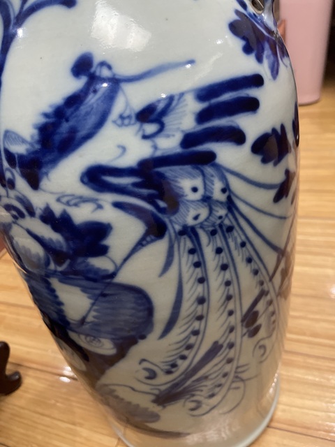 古玩陶瓷鳳凰牡丹紋青花瓶真品鑒賞圖