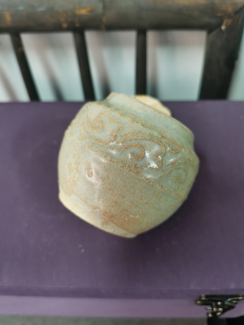 古玩陶瓷青白釉模印花紋蓋罐真品鑒賞圖