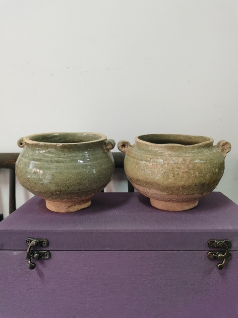 古玩陶瓷青釉雙耳罐真品鑒賞圖