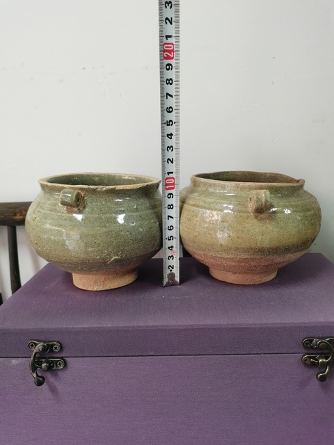 古玩陶瓷青釉雙耳罐真品鑒賞圖
