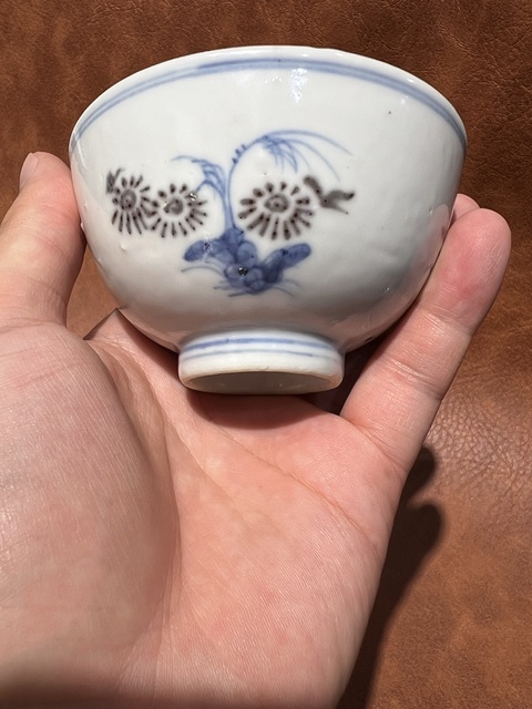 古玩陶瓷青花釉里紅花卉紋茶碗拍賣，當前價格5500元