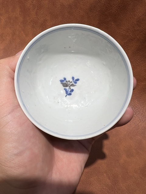 古玩陶瓷青花釉里紅花卉紋茶碗拍賣，當前價格5500元