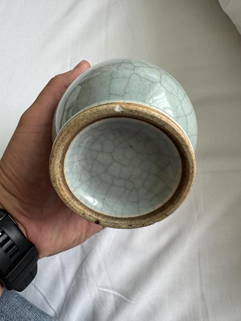 古玩陶瓷哥釉象耳瓶真品鑒賞圖