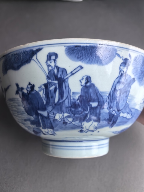 古玩陶瓷八仙圖青花碗真品鑒賞圖