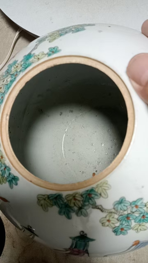 古玩陶瓷麒麟送子西瓜罐真品鑒賞圖