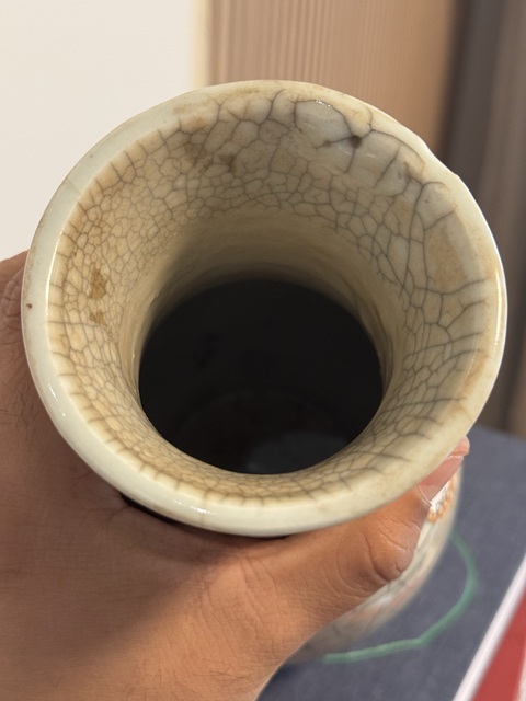 古玩陶瓷哥釉青花鳳凰牡丹紋象耳尊真品鑒賞圖