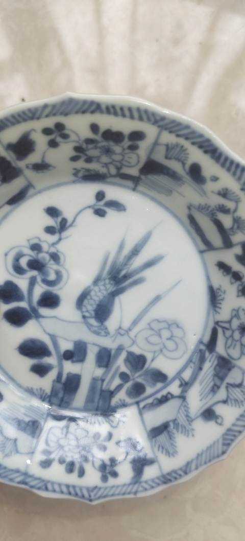 古玩陶瓷青花雉雞牡丹圖盤真品鑒賞圖