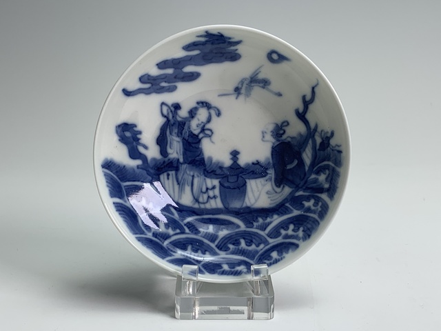 古玩陶瓷清中晚期·青花海屋添籌仙人乘槎紋三才蓋碗拍賣,當前價格8256元