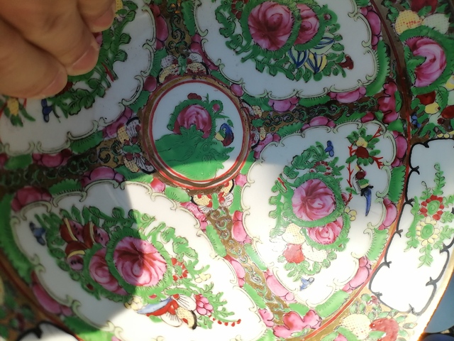 古玩陶瓷廣彩開窗花卉紋大碗拍賣，當前價格8000元