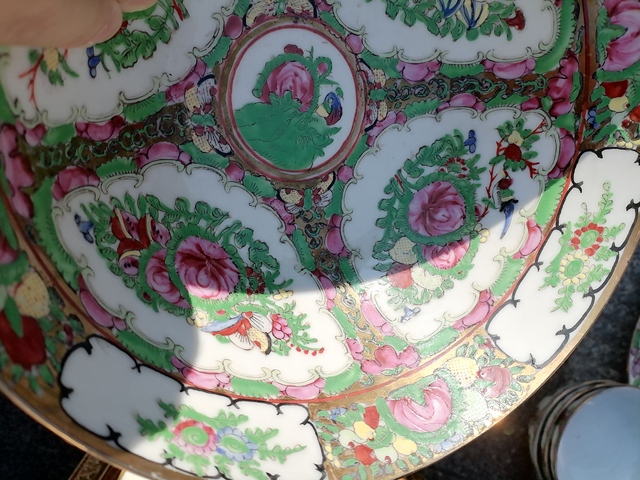 古玩陶瓷廣彩開窗花卉紋大碗拍賣，當前價格8000元