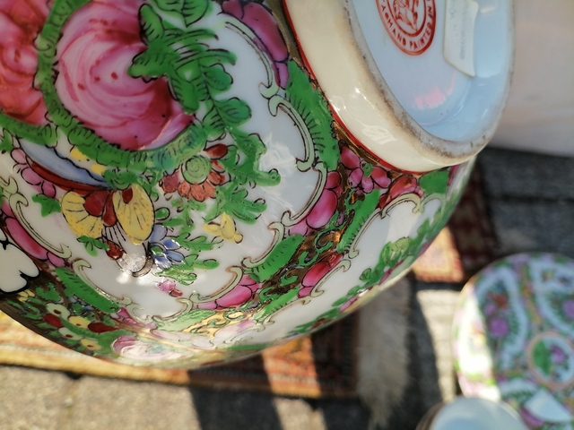 古玩陶瓷廣彩開窗花卉紋大碗拍賣，當前價格8000元