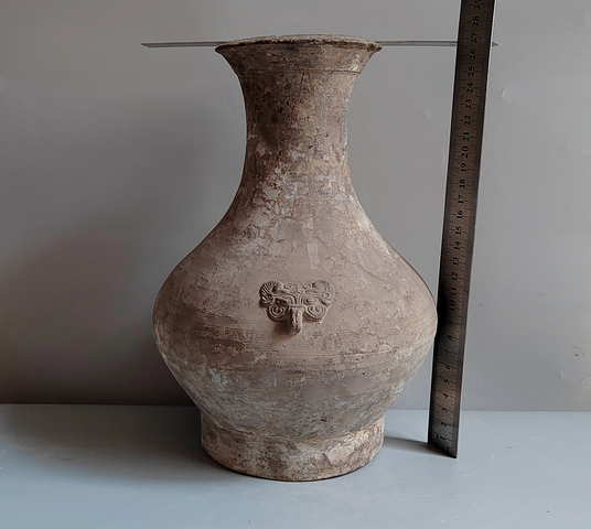 古玩陶瓷漢代鋪首紋陶壺拍賣，當前價格111元