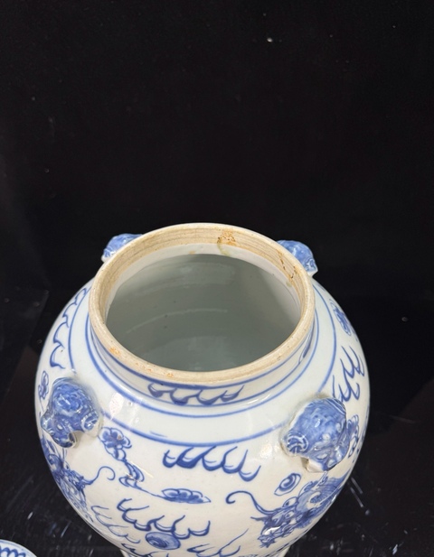 古玩陶瓷龍紋青花四系將軍罐真品鑒賞圖