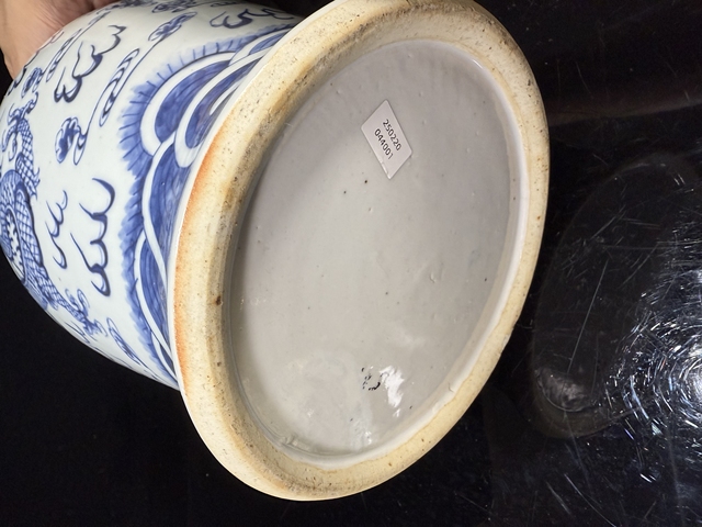古玩陶瓷龍紋青花四系將軍罐真品鑒賞圖