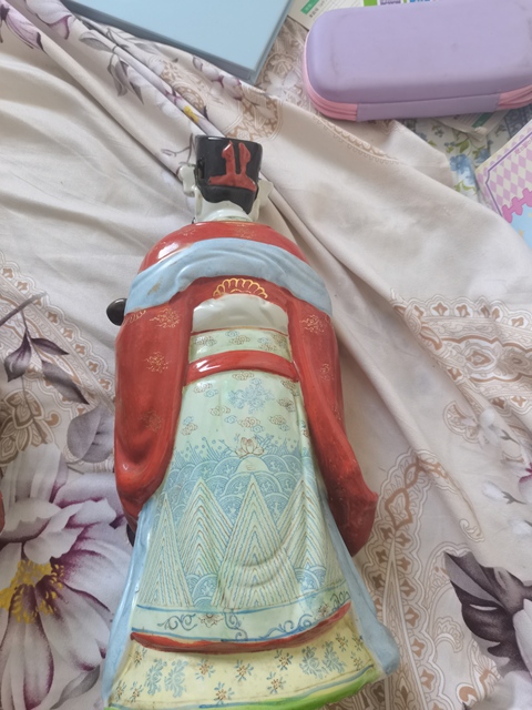 古玩陶瓷粉彩福祿壽人物朔像真品鑒賞圖