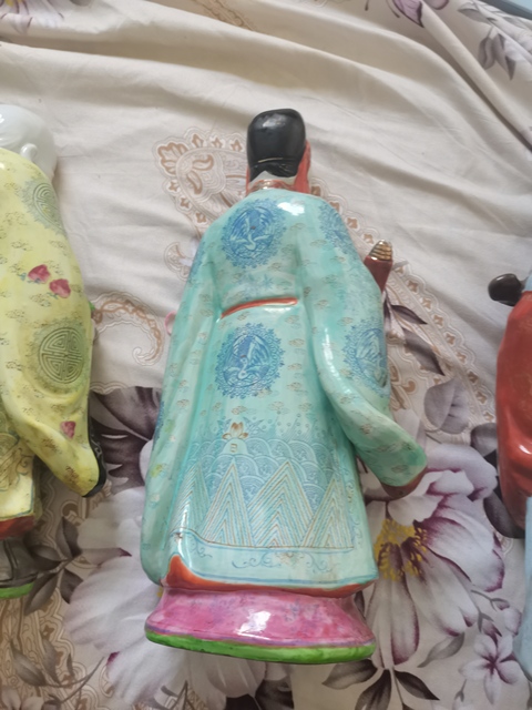 古玩陶瓷粉彩福祿壽人物朔像真品鑒賞圖