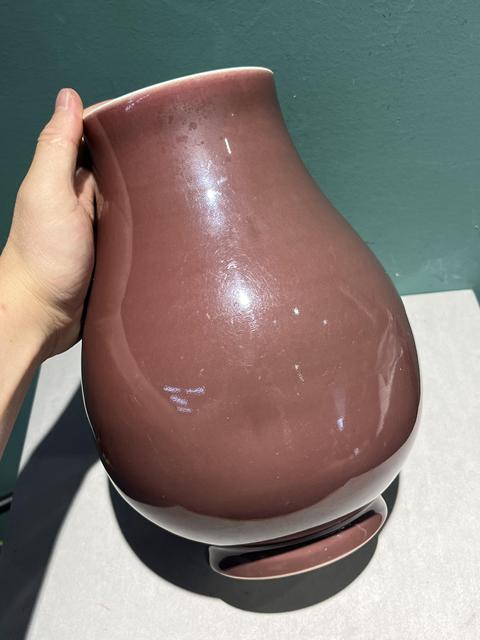 古玩陶瓷霽紅釉琵琶尊真品鑒賞圖