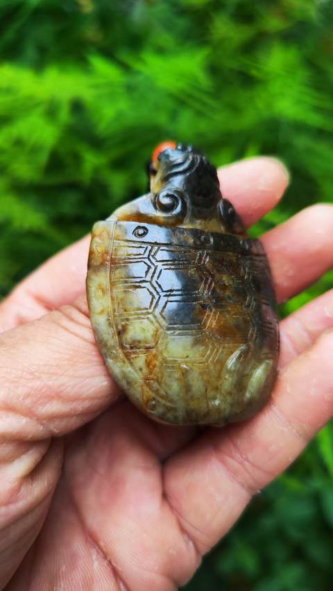 古玩玉器和田玉雕龍龜型件真品鑒賞圖