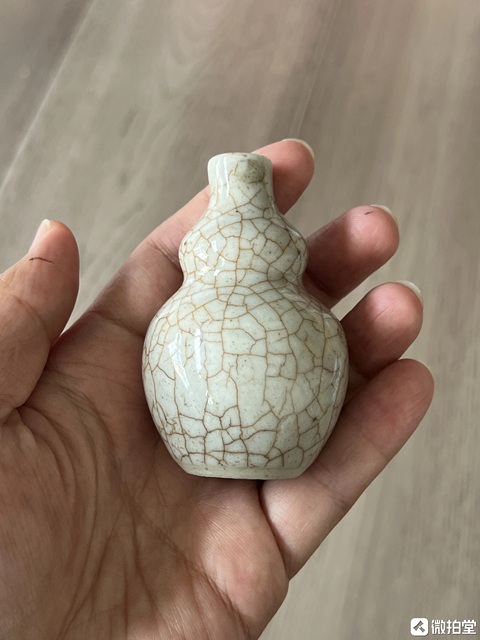 古玩陶瓷哥釉葫蘆瓶真品鑒賞圖