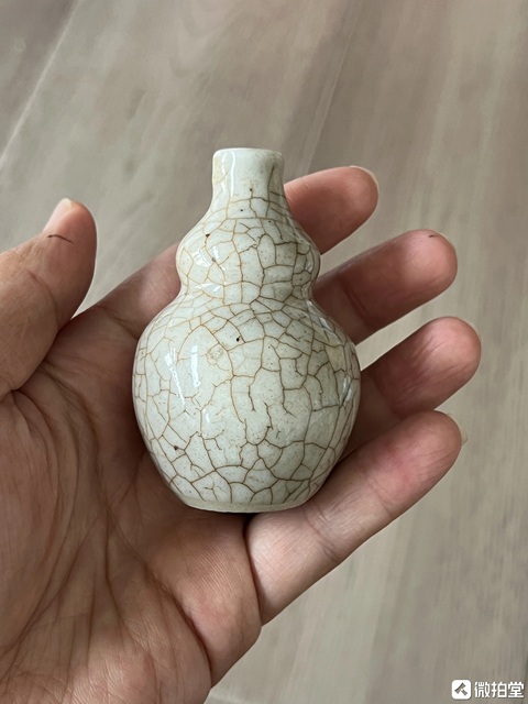 古玩陶瓷哥釉葫蘆瓶真品鑒賞圖