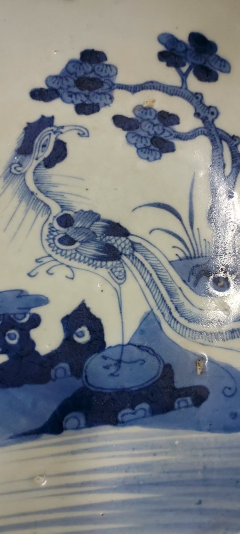 古玩陶瓷鳳紋青花盤真品鑒賞圖