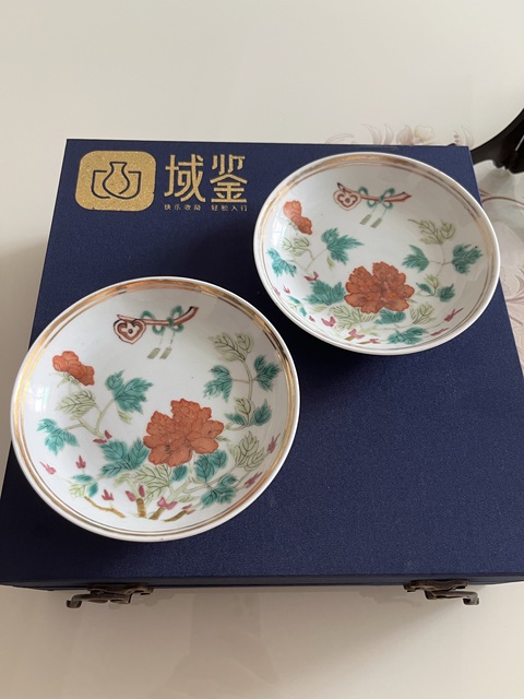 古玩陶瓷清晚·粉彩富貴如意紋盤一對拍賣,當前價格1688元