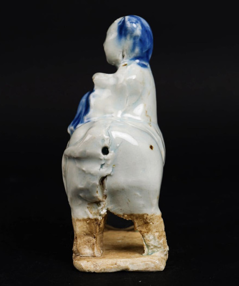 古玩陶瓷牧牛童青花塑像真品鑒賞圖