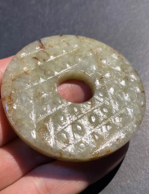 古玩玉器浦紋玉璧真品鑒賞圖