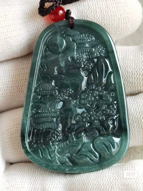 古玩玉器天然緬甸翡翠（A貨）掛墜拍賣，當前價格1288元