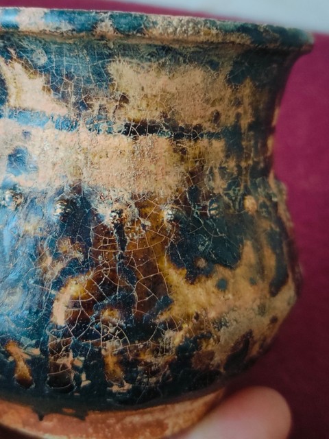 古玩陶瓷吉州窯窯變釉鼓釘罐真品鑒賞圖