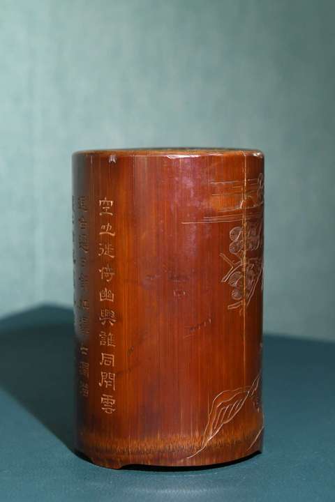 古玩雜項竹雕筆筒真品鑒賞圖