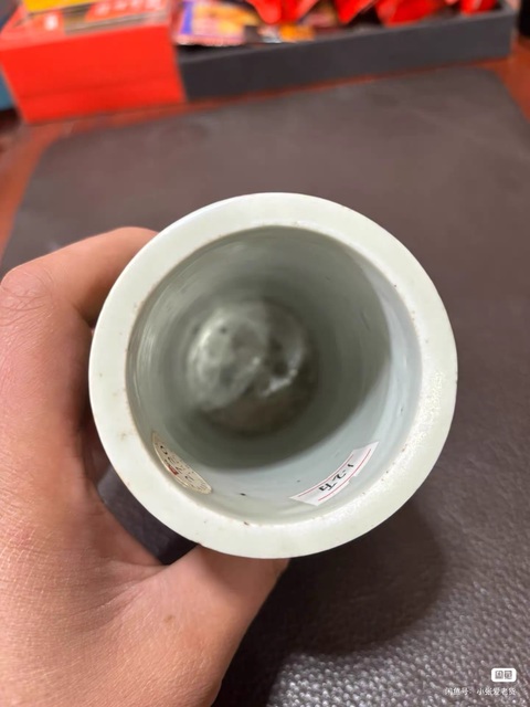 古玩陶瓷素三色虎皮釉筆筒真品鑒賞圖