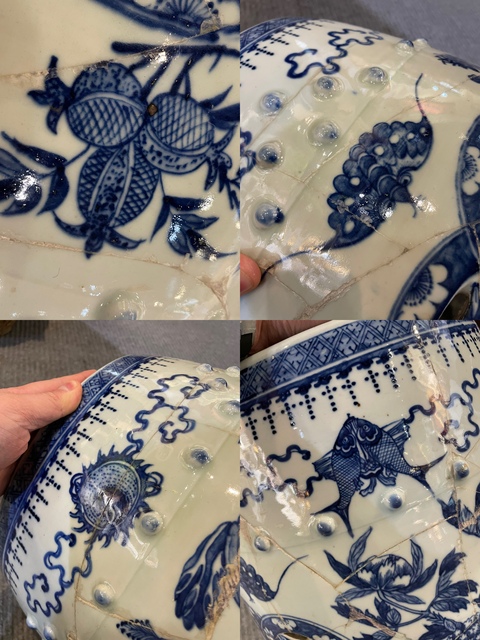 古玩陶瓷青花繡蹲真品鑒賞圖