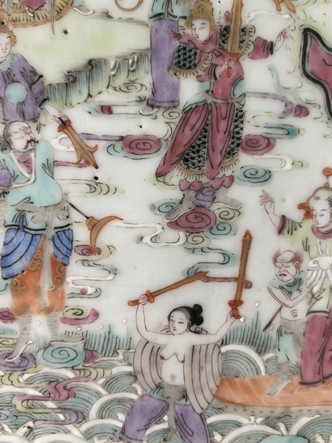 古玩陶瓷人物紋粉彩盤真品鑒賞圖