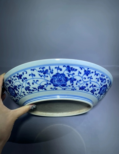 古玩陶瓷一束蓮青花盤(pán)真品鑒賞圖