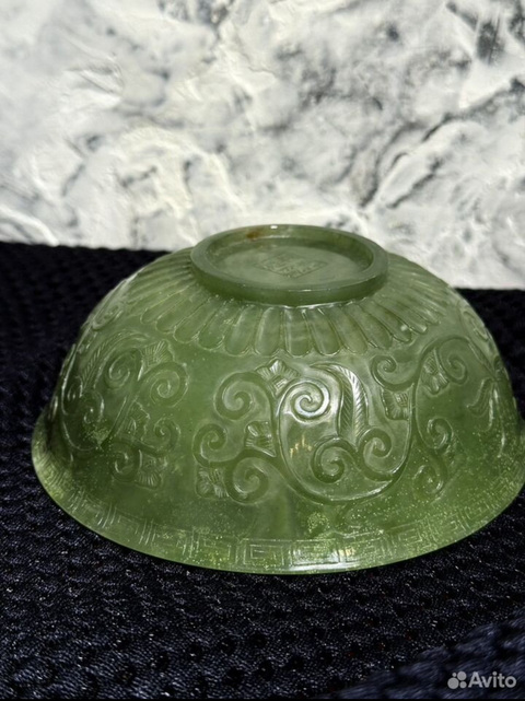古玩玉器碧玉乾隆年制款碧玉碗真品鑒賞圖