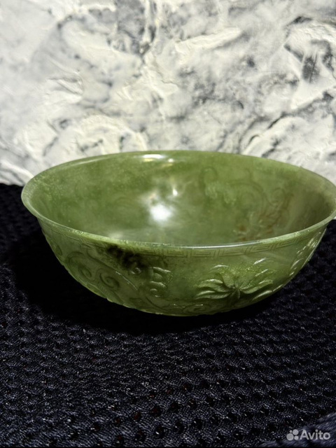 古玩玉器碧玉乾隆年制款碧玉碗真品鑒賞圖