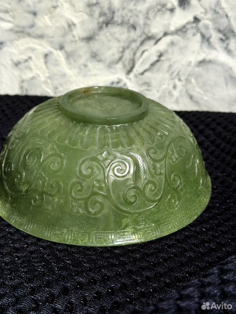 古玩玉器碧玉乾隆年制款碧玉碗真品鑒賞圖