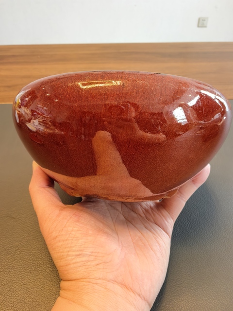 古玩陶瓷晚清朱砂紅釉香爐真品鑒賞圖